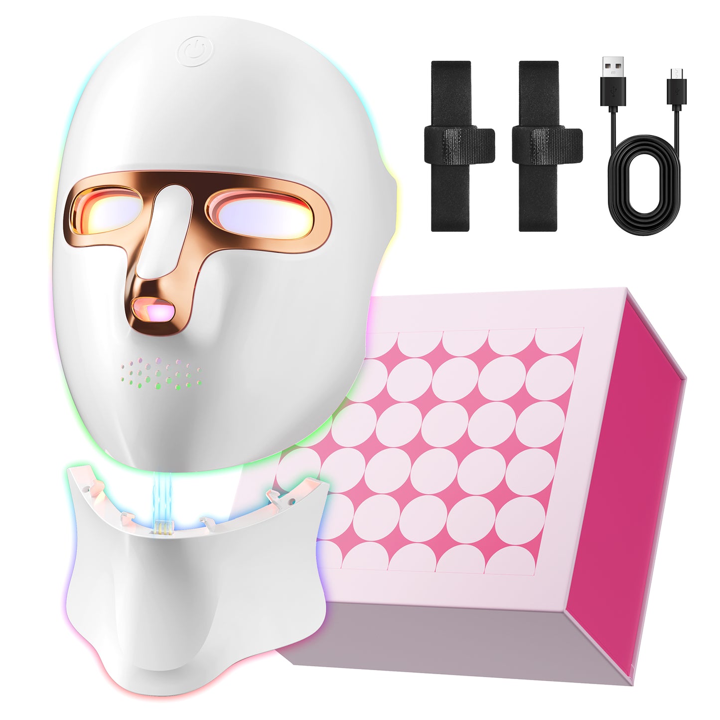 LED Light Therapy Mask Skin Care Mask,Cordless LED Face Mask face & neck Red & Infrared Lights Masks Wavelength,USB C Rechargeable for Home Use Working Travel Yoga