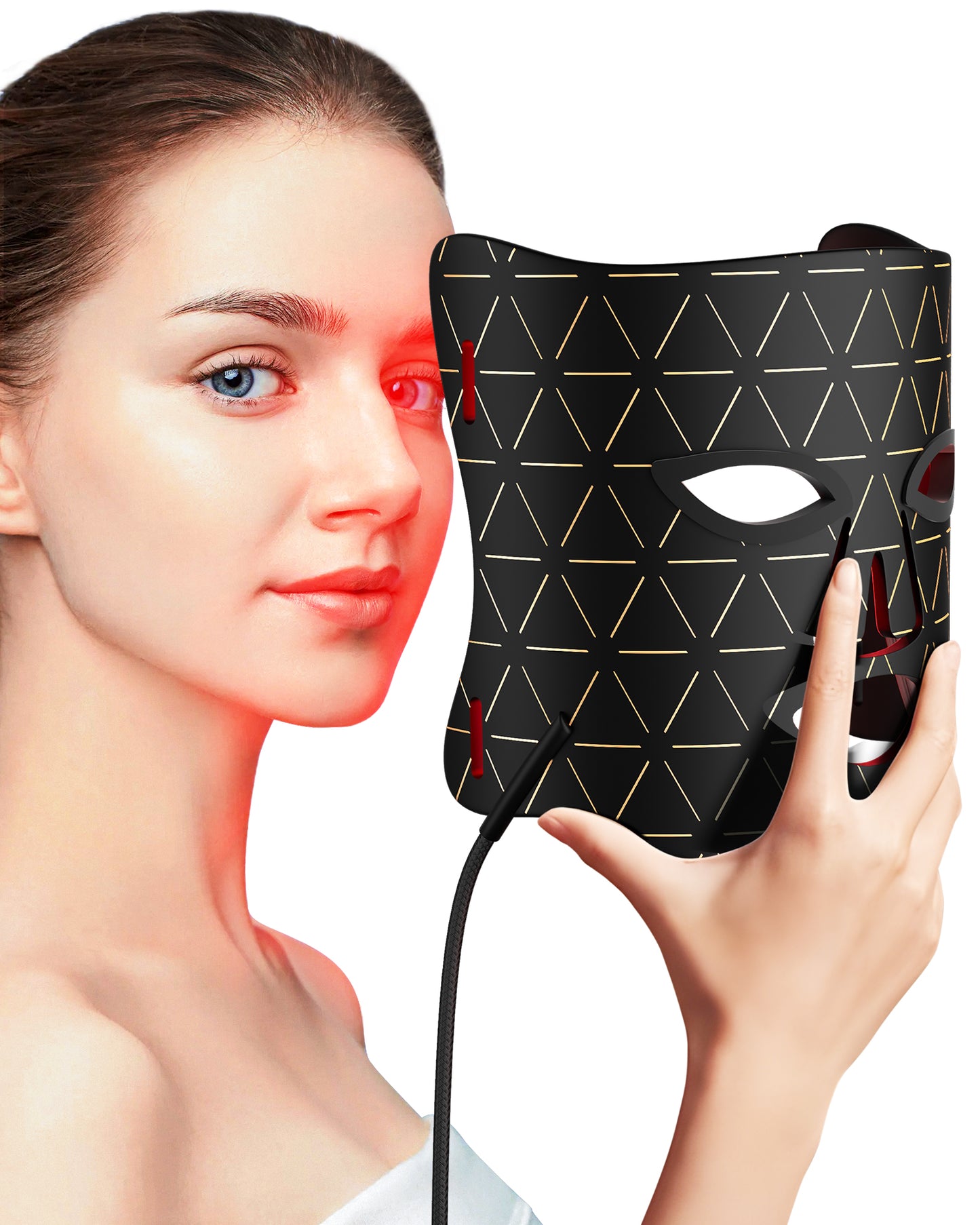 LED Light Therapy Mask Skin Care Mask, LED Red 630±5nm & NIR 830nm Wavelength for Home Use (Light gray-blue)