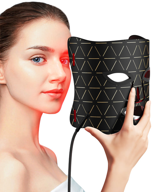 LED Light Therapy Mask Skin Care Mask, LED Red 630±5nm & NIR 830nm Wavelength for Home Use (Light gray-blue)