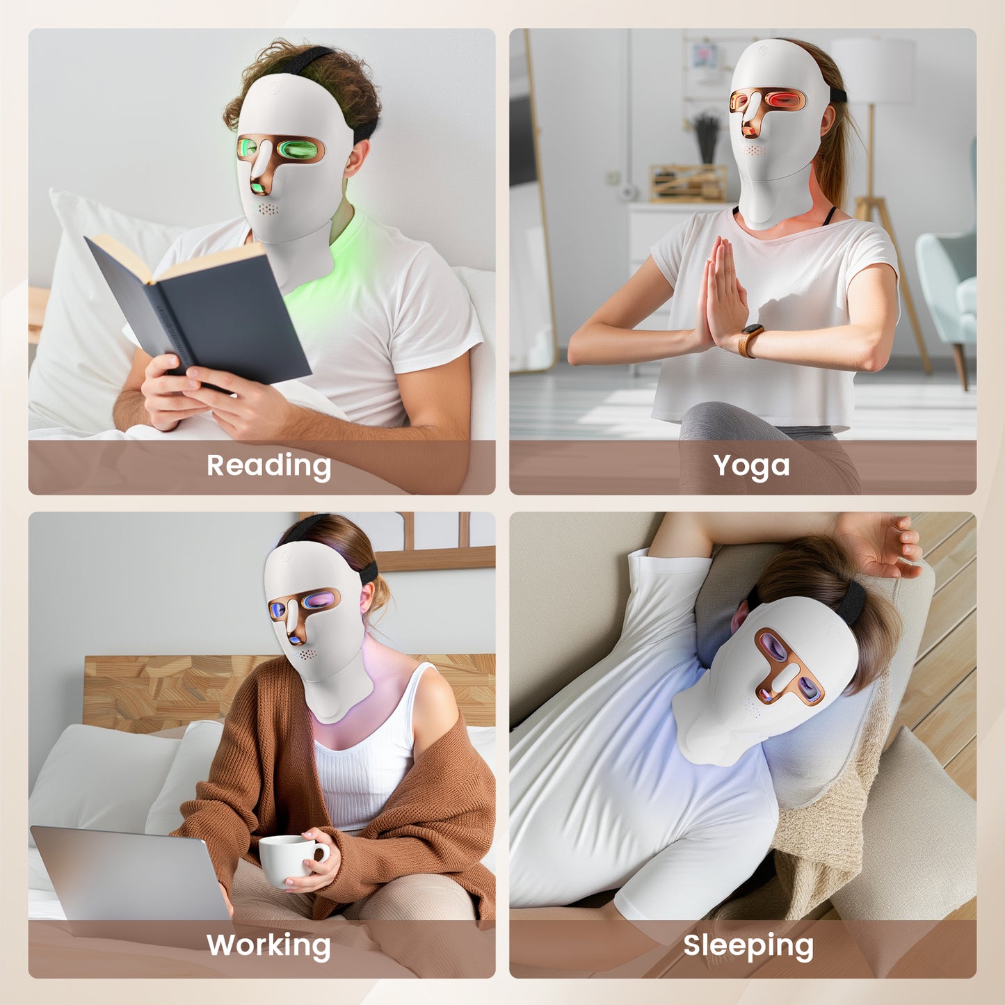 LED Light Therapy Mask Skin Care Mask,Cordless LED Face Mask face & neck Red & Infrared Lights Masks Wavelength,USB C Rechargeable for Home Use Working Travel Yoga